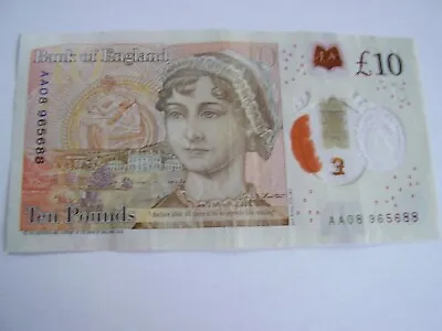 AA08 Bank Of England £10 Ten Pound Note THE QUEEN Plastic/Polymer AA08 965688 • £26.50