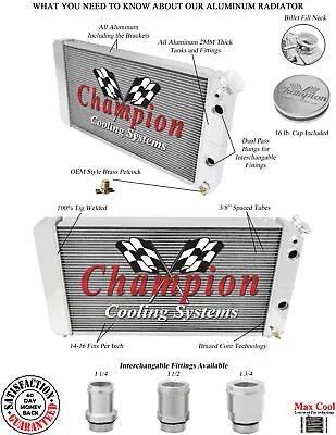 Atom Champion 3 Row Dual Pass Radiator1.251.50-1986-2005 Chevrolet S10 LS Swap • $363.80