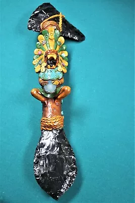 Aztec Mayan Axe Knife Folk Art Sacrificial Obsidian Rain Stick  Unique Item  • $149.95