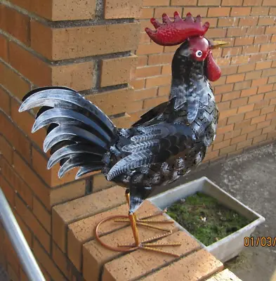 Rooster Garden Statues Decor Outdoor Metal Chicken Sculpture Yard Art For Farm ! • $39.95