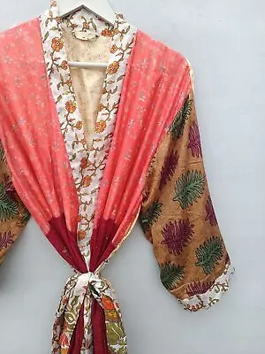 Indian Beach Wear Long Silk Kimono Birthday Gift For Her Woman's Clothing B-1092 • $50.90