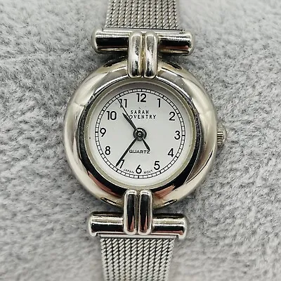 Sarah Coventry Watch Bracelet Women Silver Tone Buckle Metal 24mm New Battery • $16.99