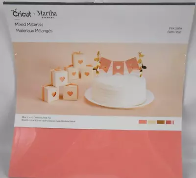 Cricut Martha Stewart Mixed Materials Pink Satin Cardstock Party Foil 12x12 • $7.49