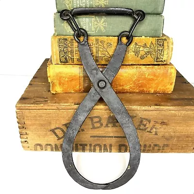 Antique Steel Iron Ice Block Tongs Vintage Metal Hooks Primitive Rare Home Tools • $24.99