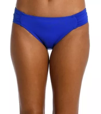 LA BLANCA Island Goddess Shirred Swim Bikini Bottoms Blue Sapphire NWT  Size 10 • $17.99