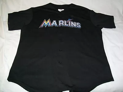 Authentic Majestic Miami Marlins MLB Baseball Black CoolBase Jersey - Men XL • $36.63