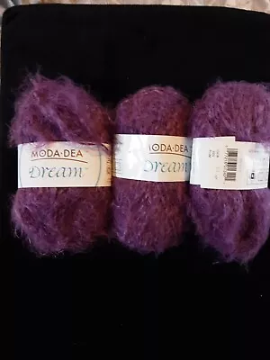 Moda Dea Dream Yarn Color 3503 Plum 57% Nylon 43% Acrylic  50g Lot Of 3 NEW • $12