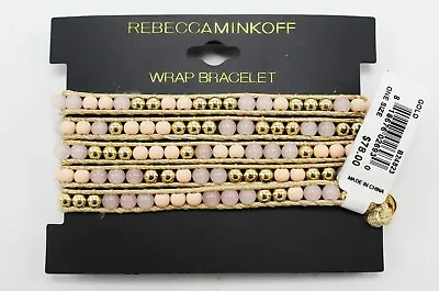 New Rebecca Minkoff Mixed Media Gold & Pink Wrap Bracelet $78 Tags #RM057 • $19.99