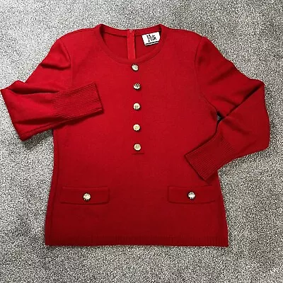 Mita Sweater VINTAGE Womens Size 6 Petite Red Knit With Gold Buttons Back Zip • $24.97