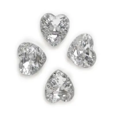 £2.95 • Buy 5 X Sparkle Diamante Heart 12mm Two Hole Flat Buttons - Dress Shirt Sewing Craft