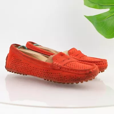 J. Jill Women's Penny Loafer Size 7.5 Driving Shoe Flat Bright Orange Suede • $39.95