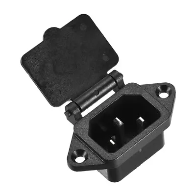 AC 250V 10A IEC 320 C14 Panel Mount Power Socket W Spring Cover W Cable 1 Set • £4.98