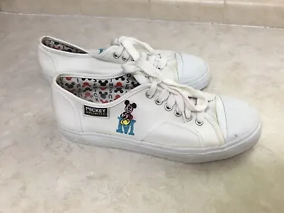 Disney Mickey Mouse Women’s Size 8 White Lace Up Sneakers Shoes • $7.29