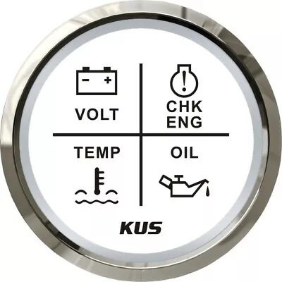 Pactrade Marine Boat Kus 4 LED Alarm Gauge Volt Meter Oil Temp CHK ENG Indicator • $27.99