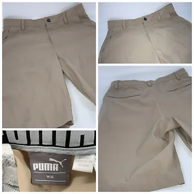 Puma Golf Shorts Sz 32 Tan Poly Flat Front 9” Inseam Excellent Cond YGI H2-18 • $26.99