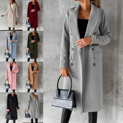 Womens Longline Solid Blazer Overcoat Ladies OL Formal Work Slim Coat Cardigan • £37.88