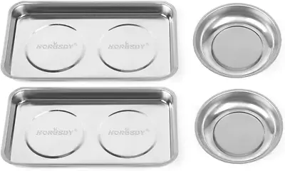 4-Piece Large Magnetic Parts Tray Set Stainless Steel Heavy Duty Parts Tray • $28.54