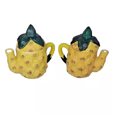 Mini Ceramic Pineapple Shaped Pitcher Teapot Toothpick Holder Set 4  W/ Lid  • $19.98