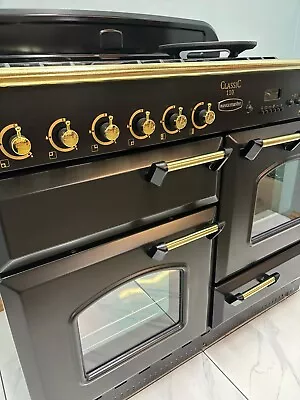 ALL GAS RANGEMASTER CLASSIC 110CM RANGE COOKER IN BLACK AND BRASS. Ref--ED146 • £1260