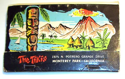 Vintage Tiki Matches The Tiki’s Restaurant Bar Monterey Park CA Matchbook 3” • $23.95