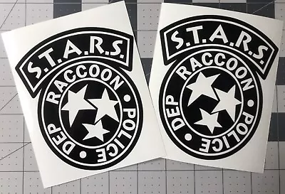 PAIR LARGE STARS Raccoon City Police Dept Resident Evil Decal Aprox 12” X 15” • $25