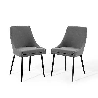 Viscount Upholstered Fabric Dining Chairs - Set Of 2 Black Charcoal • $104.44