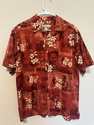 Duke Kahanamoku Vintage Hawaiian 100% Silk Shirt Short Sleeve Mens Size Large • $34.99