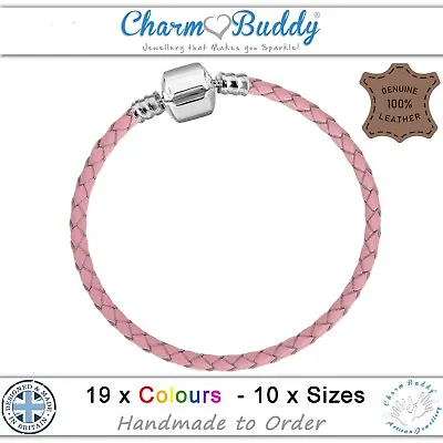 £9.99 • Buy Real Braided Leather European Charm Bracelets Silver Plated Clasp Women Girls