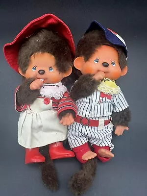 Sekiguchi Monkey Monchhichi Girl & Boy Vintage 1974 Original Plush Doll Baseball • $79.98