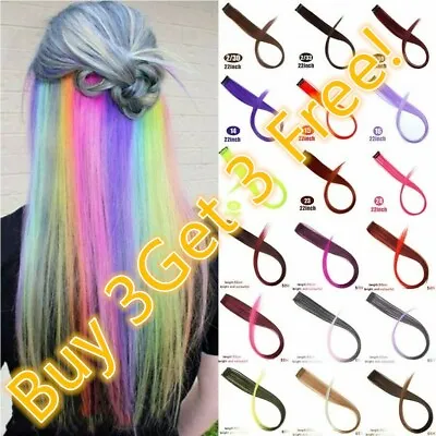 BUY 3 GET 3 FREE Two Tone Rainbow Clip In Highlight Festival Long Hair Extension • £1.08