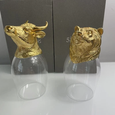 £44.99 • Buy 5IVE SIS Drinking Glasses Lion Stag Gold Detail Maximalist Interiors Home Bar
