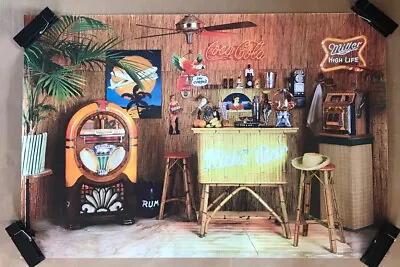 Vintage Original 1985 Tropical Tiki Bar Poster Rick’s Jukebox Wurlitzer Man Cave • $85.85