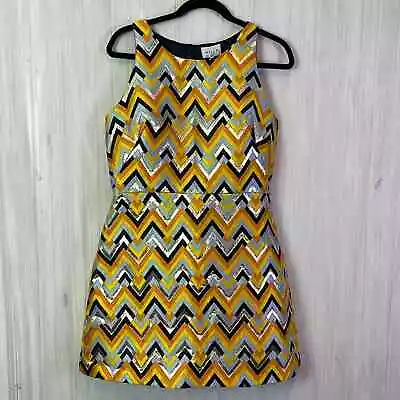 NWT MillyBridgette Sleeveless V-Neck Chevron Dress Aqua/Multi 12 • $95