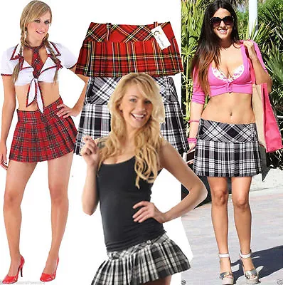 £4.99 • Buy Ladies Scottish Uk School Girls Red Check Tartan Mini Short Scottish Kilt Skirt