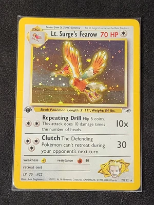 $39.99 • Buy Pokémon TCG Lt. Surge's Fearow Gym Heroes 7/132 Holo 1st Edition Holo Rare