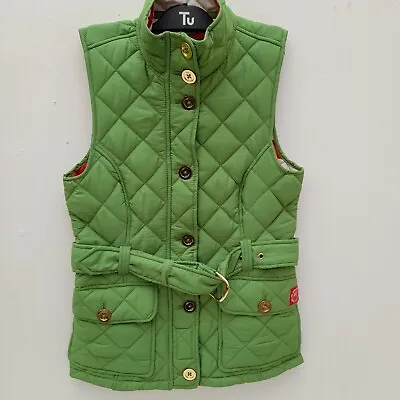 Tom Joules Women's HEPWORTH Meadow Green Quilted Belted Gilet Bodywarmer UK 8 • $23.03