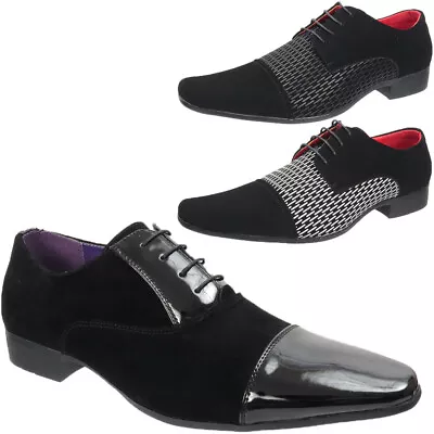 Mens Smart Faux Suede Formal Work Pointed Toe Office Dress Gents Lace Up Shoes • £19.99