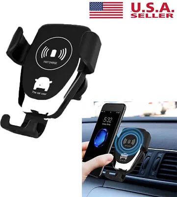 Fast Charging Wireless Charger Car Mount Air Vent Phone Holder For Cell Phone US • $8.99