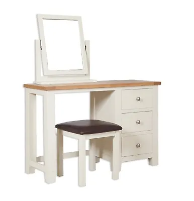 Oak Dressing Table Solid Stool Mirror Pine In Dorset Painted French Ivory Cream • £579