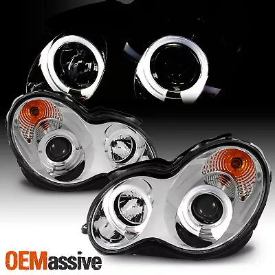 Fits 01-07 Mercedes Benz W203 C-Class Clear Halo Projector Headlights Lamps Pair • $185.99