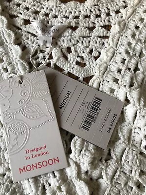 £33 • Buy Monsoon Cream Lace Dress Coverup Hand Crochet Size Medium New+tags