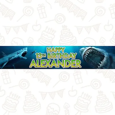 2 X SHARK MEGALODON PERSONALISED BIRTHDAY BANNERS  • £4.99
