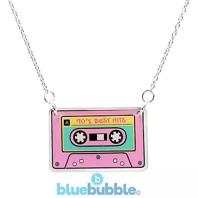 Bluebubble RETRO REWIND Tape Necklace Cute Kitsch Festival 80s 90s Disco Pop Fun • £6.50