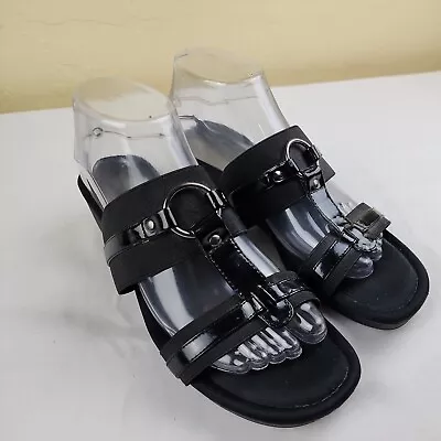 Mootsies Tootsies Sandals Womens 9 M Stretch Slides Wedge Slip On Black Casual • $14.99