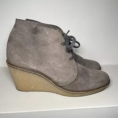 J Crew MacAlister Suede Wedge Ankle Boots Womens 9 Lace Made In Italy Spring • $19.99
