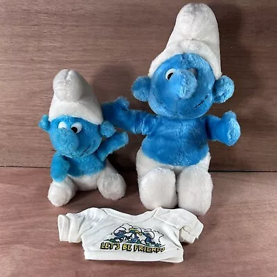 VTG Smurf Plush Peyo 1981 1980 Lot Of 2 And An Extra Shirt  Wallace Berrie • $25