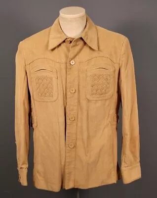 VTG Men's 1970s Light Brown / Tan Corduroy Leisure Jacket Sz M 40 R 70s Disco • $84.29