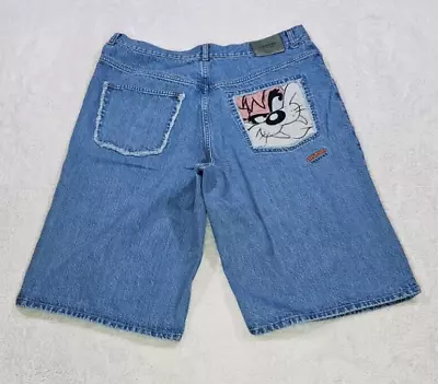 Iceberg History Denim Jeans Shorts Looney Tunes Taz Jorts Size 38 Baggy • $48.88