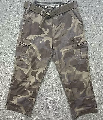 Arizona Jeans Co Pants Mens 30x29 Camo Hiking Cargo Utility Military Belted • $12.99