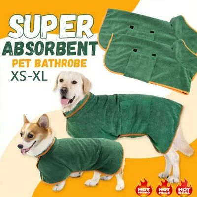 £10.01 • Buy Dog Bathrobe Towel Microfibre Bath Robe Drying Super Absorbent Dog Drying Coat